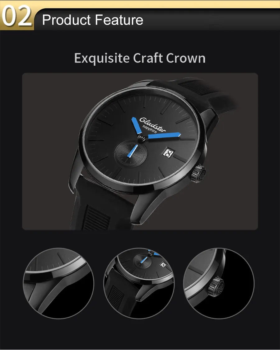 Gladster роскошные японские Miyota GP11-3H Uomo наручные часы водонепроницаемые Silcone сапфировое стекло Мужские часы простые мужские часы с календарем