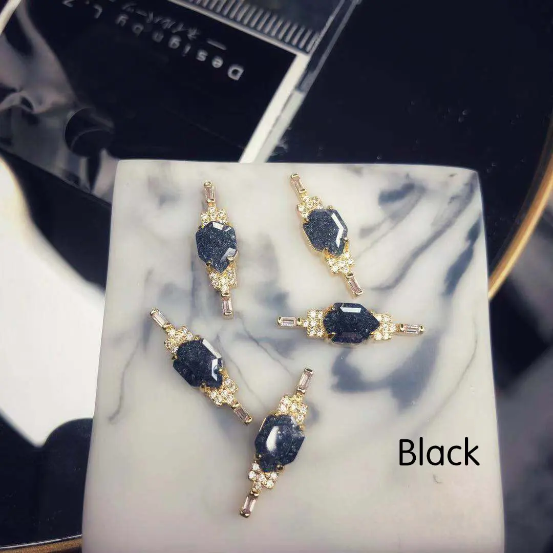 Black 5 шт./лот 3D красный/фиолетовый/белый/черный/зеленый сплав дизайн ногтей хрустальный металлический Маникюр Аксессуары для ногтей DIY украшения ногтей Подвески - Цвет: Black