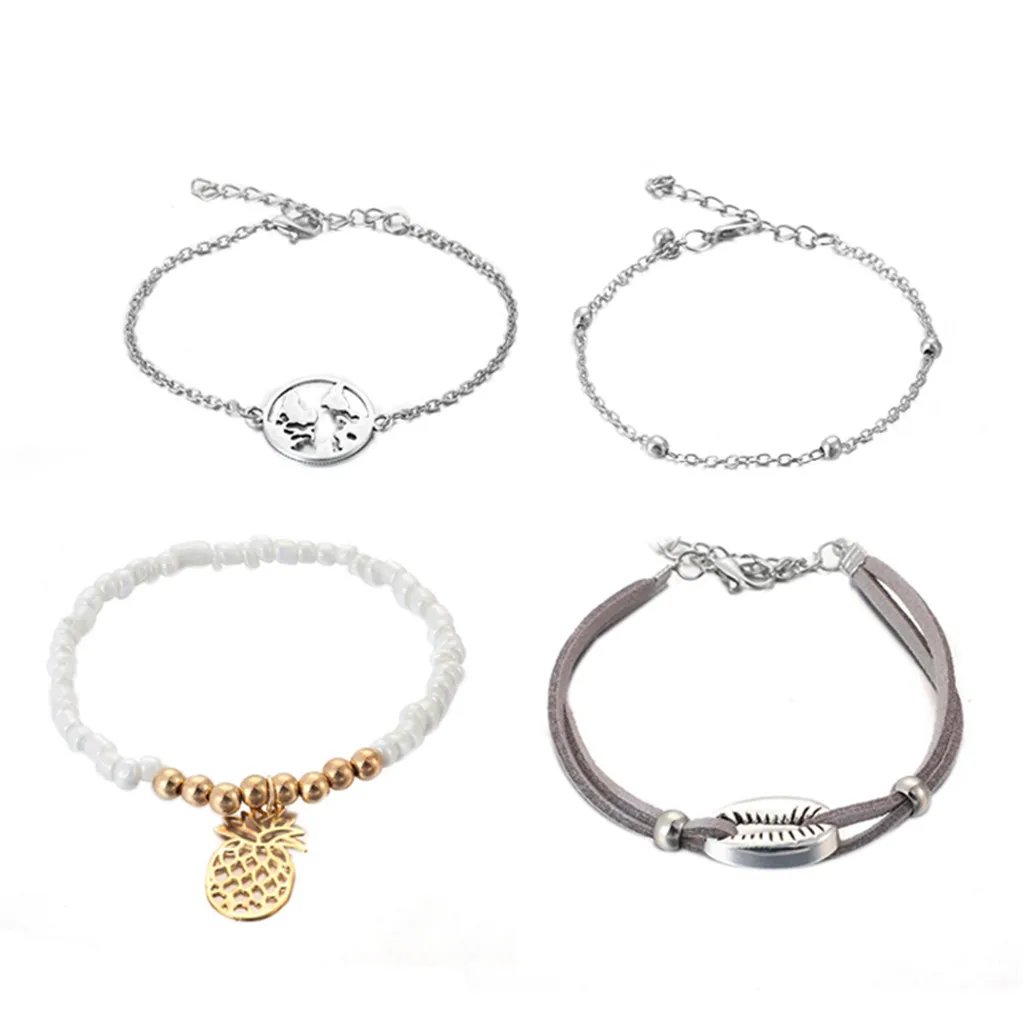 4 шт. женский браслет мужской в стиле бохо ювелирные изделия браслеты из ракушек