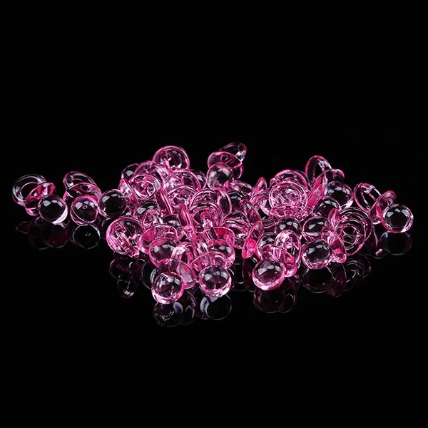 Transparent Pink WHISM, 50 шт., акриловые чайники для кормления, мини-пустышки, прозрачные, для мальчиков и девочек, для детского душа, сувениры на день рождения, фестиваль, вечерние украшения - Цвет: Transparent Pink