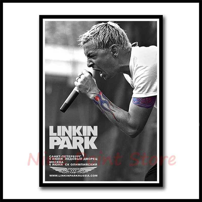 Рок-Группа Linkin Park с белым покрытием бумажные плакаты постер для бара/Кафе Ретро плакат декоративной живописи бескаркасные