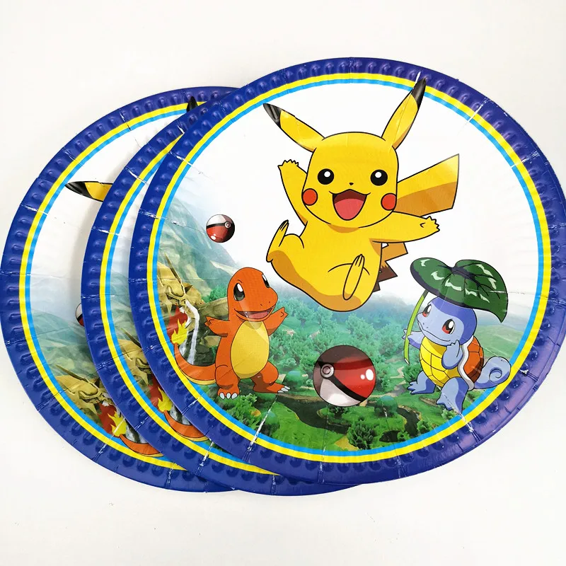 10pcs 7inch Cartoon Pokemon go Paper Plate Printing Round Plates Pikachu Theme Party Kids Girl Boy Birthday Event Supplies | Дом и сад