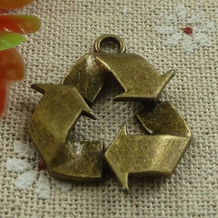 66 шт покрытый бронзой recycle logo charms 29x25 мм #1758 | Украшения и аксессуары