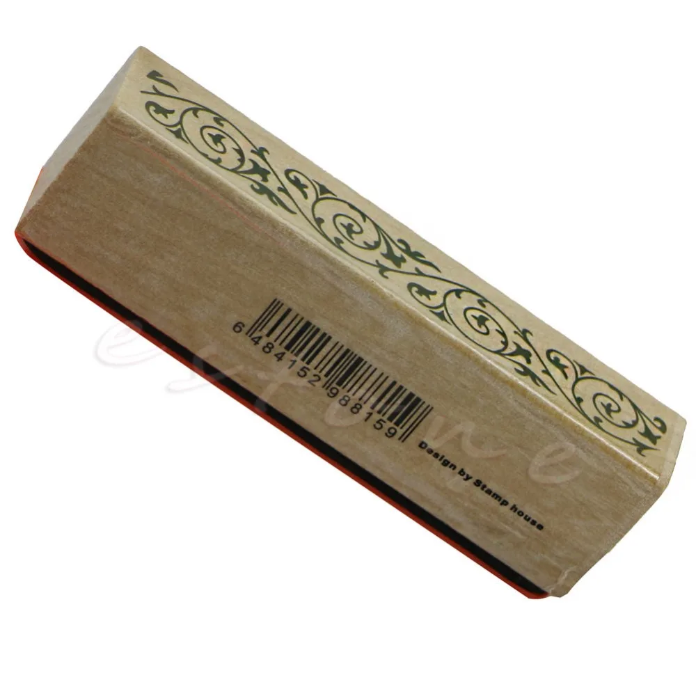 Ретро деревянный резиновый штамп печать цветок кружево граница Скрапбукинг