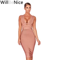 willbenice women hollow cut out bandage dress 2019 new sexy deep v neck sleeveless bodycon club white evening party dress