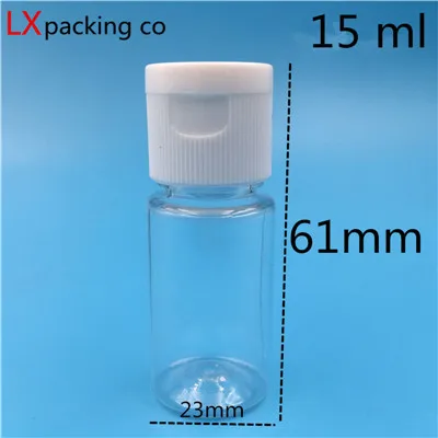 15 ml 50 pcs 50 шт., 60, 100, 150 мл, пустая прозрачная пластиковая упаковка, раскладушка, бутылка для воды, кристально чистая, флип-топ, крышка, упаковка, мини-контейнеры - Цвет: 15 ml 50 pcs