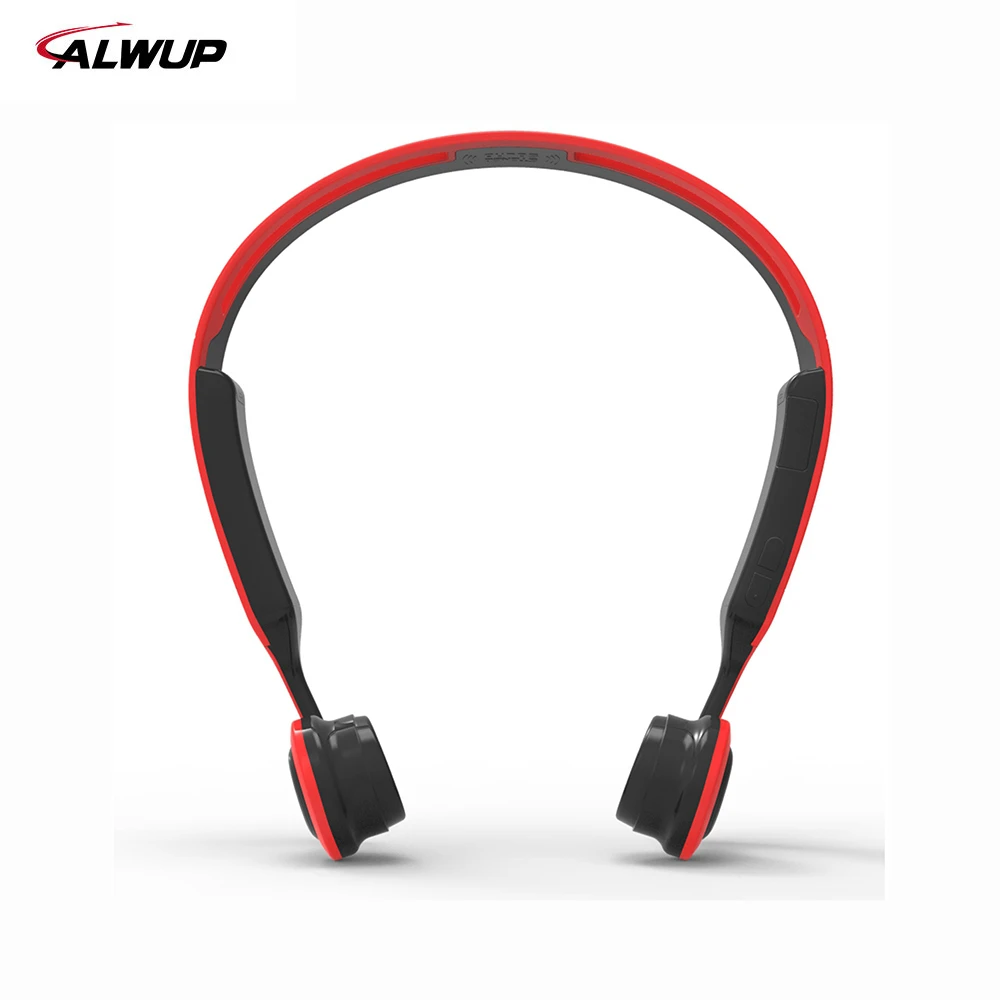 Red Black ALWUP беспроводные наушники Bluetooth наушники костной проводимости Спортивная стерео гарнитура для телефона с микрофоном 8 ГБ MP3 плеер - Цвет: Red Black