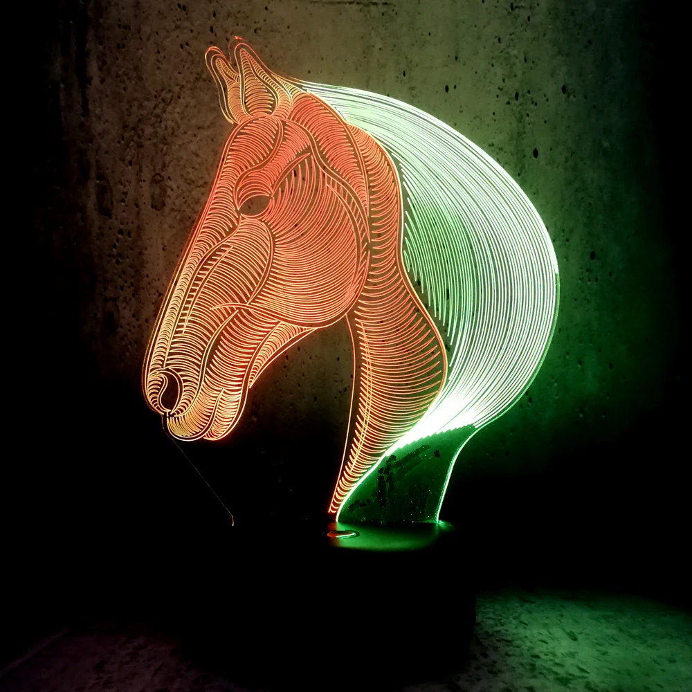 Mixed Color 3D Lamp Night Light Animal Horse Children's Decor Projection LED Table Lava Luminaria Fixtures Desk Lamparas | Лампы и
