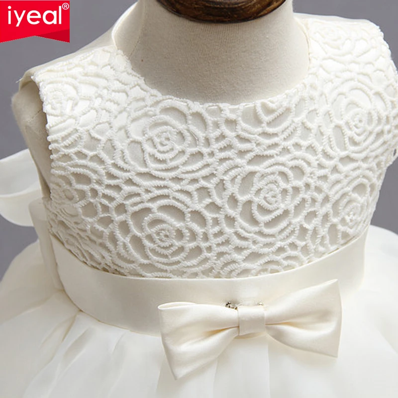 IYEAL платье принцессы для новорожденных девочек белое вечернее крещения с бантом