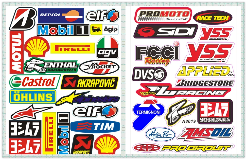 2 шт./лот A4 Размер Akrapovic Aral HRC глянцевая пленка наклейки для мотоцикла велосипеда автомобиля блок Скутер забавные наклейки водонепроницаемый ПВХ - Цвет: 6