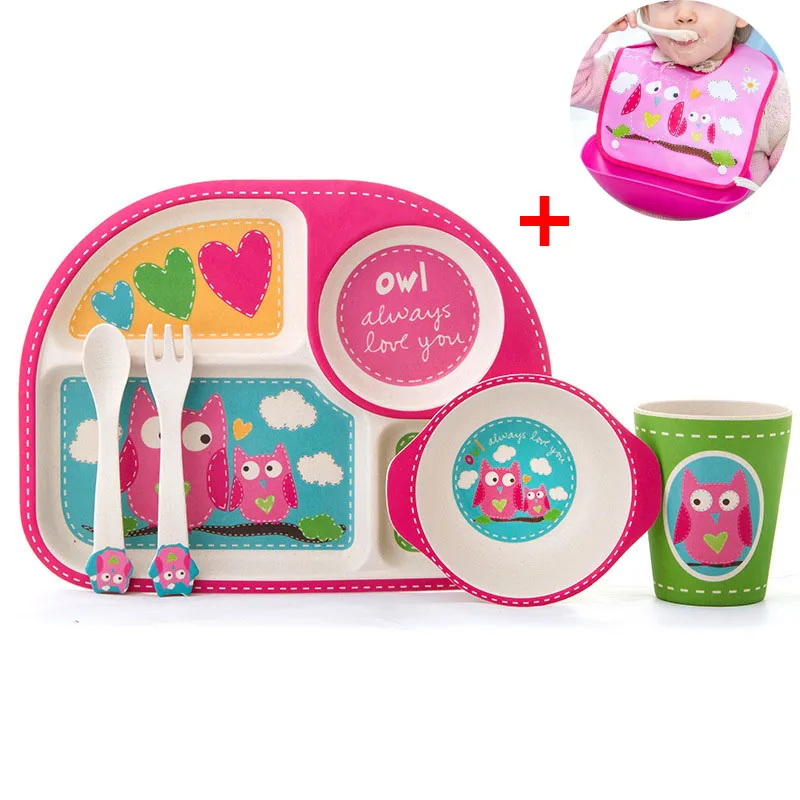 Набор посуды из бамбукового волокна для детей 6 шт./компл. тарелка животных посуда