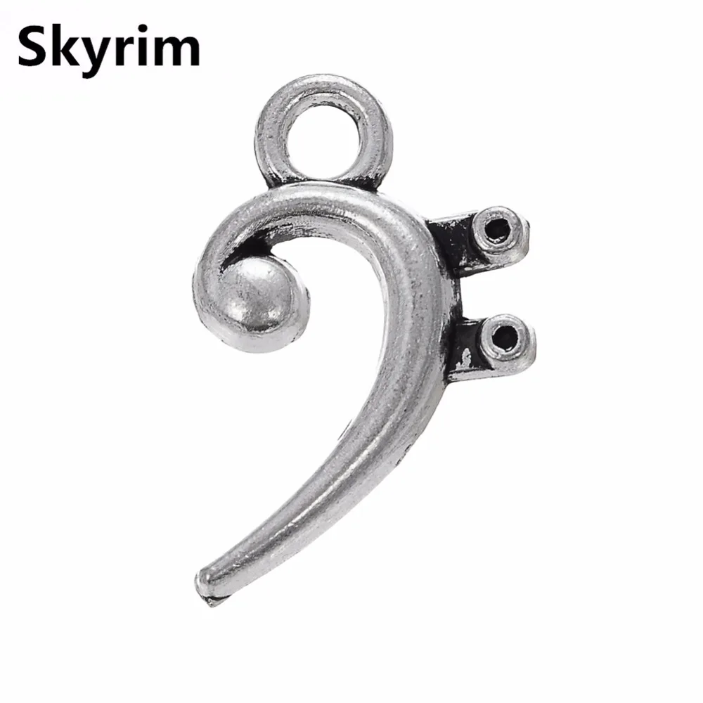Skyrim 20 шт. подвески музыкальные ноты на Stave Bass Clef очаровательные мини Серебристые