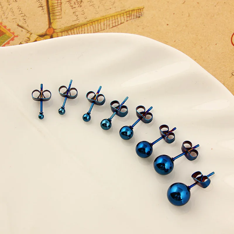 Высококачественные разноцветные полировочные круглые серьги гвоздики из