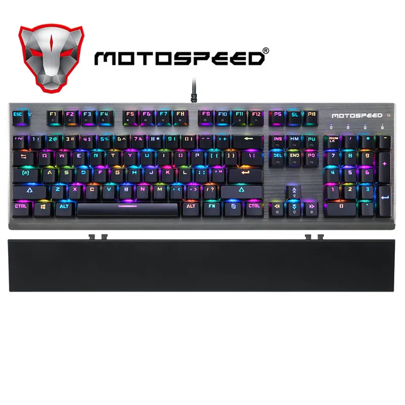 English black switch Motospeed CK108 RGB синий переключатель Механическая русская клавиатура Игровой проводной светодиодный BacklitAnti-Ghosting для геймера ПК настольный - Цвет: English black switch