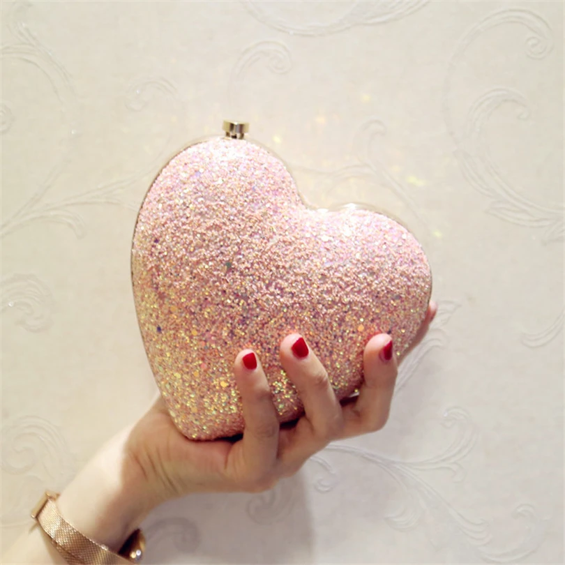 День клатч вечерние сумки любовь в форме сердца Bling цепи Кроссбоди сумка для свадьбы замок с бриллиантами Кошелек вечерние сумки