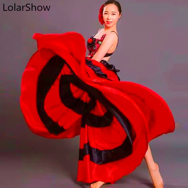 Фламенко юбка 180/270/360 градусов Gypsy; юбки для танцев; костюмы для фламенко платье Цыганская танцевальные костюмы для Для женщин