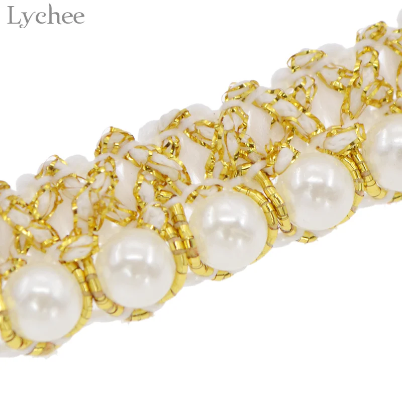 Личи жизнь 1 метр бисерная кружевная отделка вышитая жемчужина кромка Свадебная