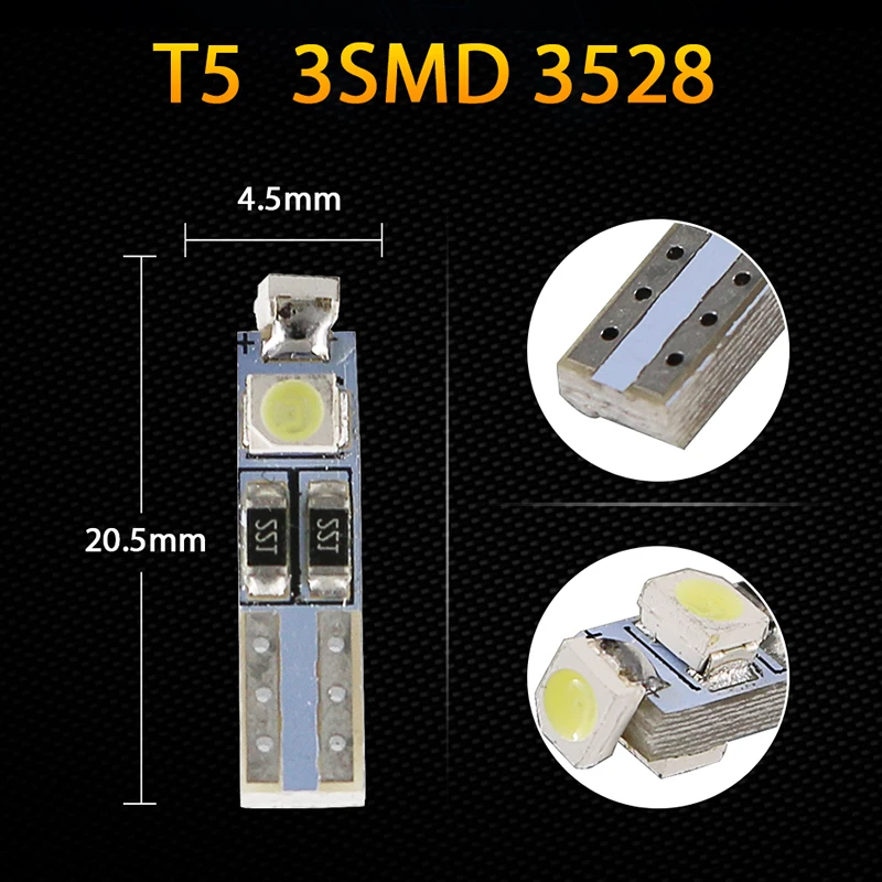Hlxg 20 шт T5 светодиодный 3528 3SMD авто 35smd клиновидный светильник лампа приборная