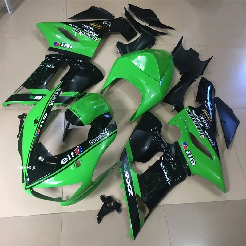 Комплект обтекателей для мотоцикла ZX6R 636 05 06 KAWASAKI Ninja ZX 6R 2005 2006 ABS зеленый глянцевый