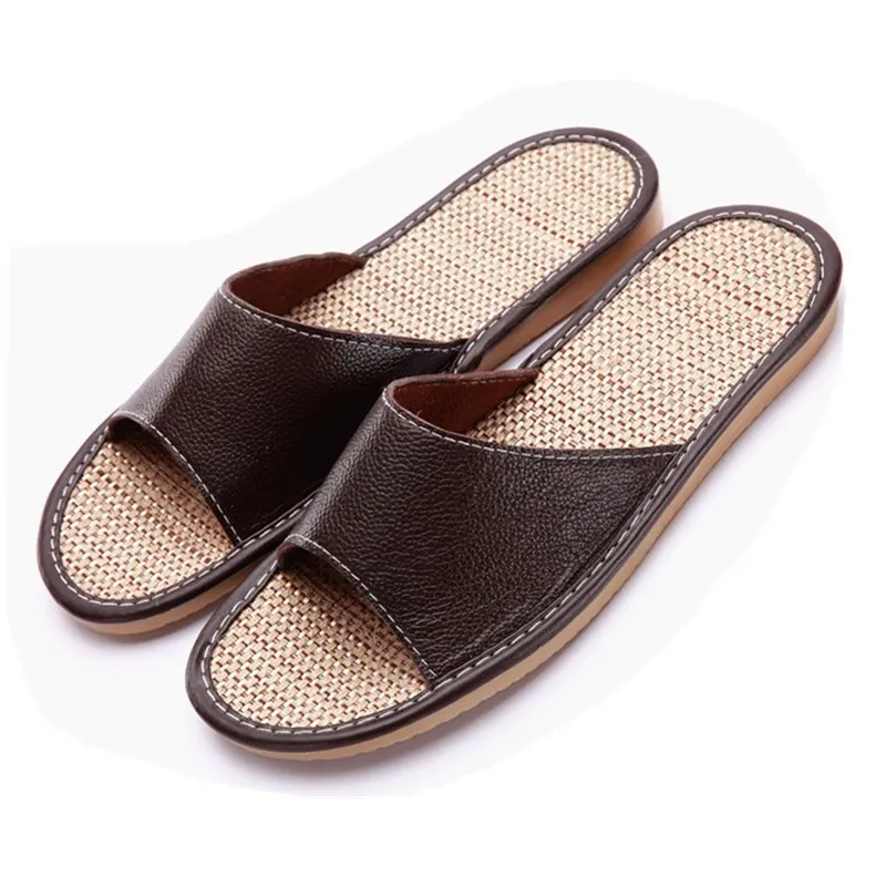 New Men Slippers Spring And Summer Genuine Leather Home Indoor Non - Slip Couple Shoes | Обувь
