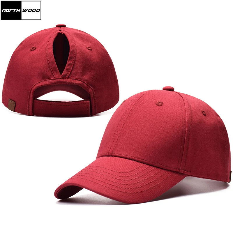 [NORTHWOOD] Мода 2019 г. одноцветное Бейсбол кепки женский хвостик Snapback хип хоп папа