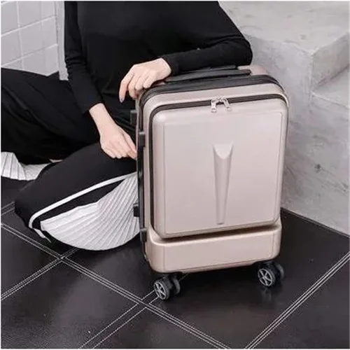 Klqdzms 20/24 дюйма питьевой лоток прокатного Чемодан с ноутбук сумка Дорожный чемодан из АБС Сверхлегкий Для мужчин Для женщин Бизнес на колесиках чемодан на колесах - Цвет: champagne