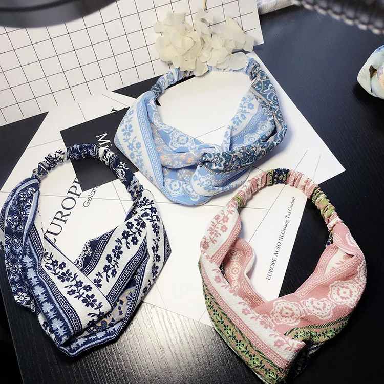 Новый женский Ретро скрученный ободок Модный Эластичный милый однотонный для