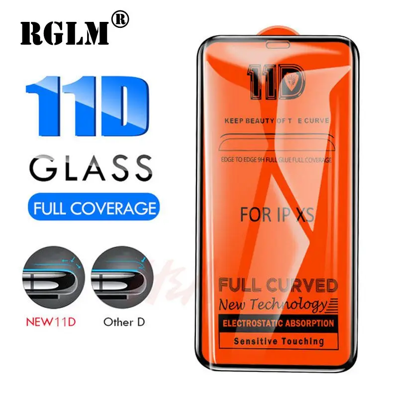 Защитное стекло RGLM 11D для iPhone 7 защита экрана 8 Xr Xs Max закаленное на X 6 6s Plus
