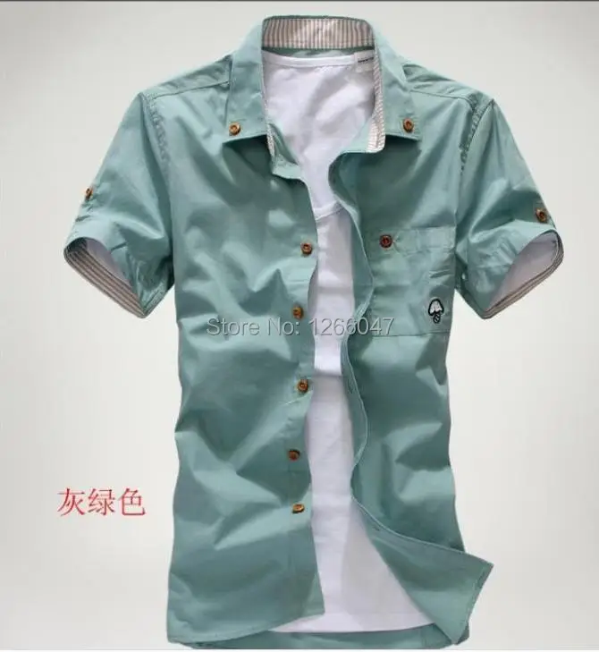Новый мужская мода с коротким рукавом марка качество тонкий рубашки | Мужская