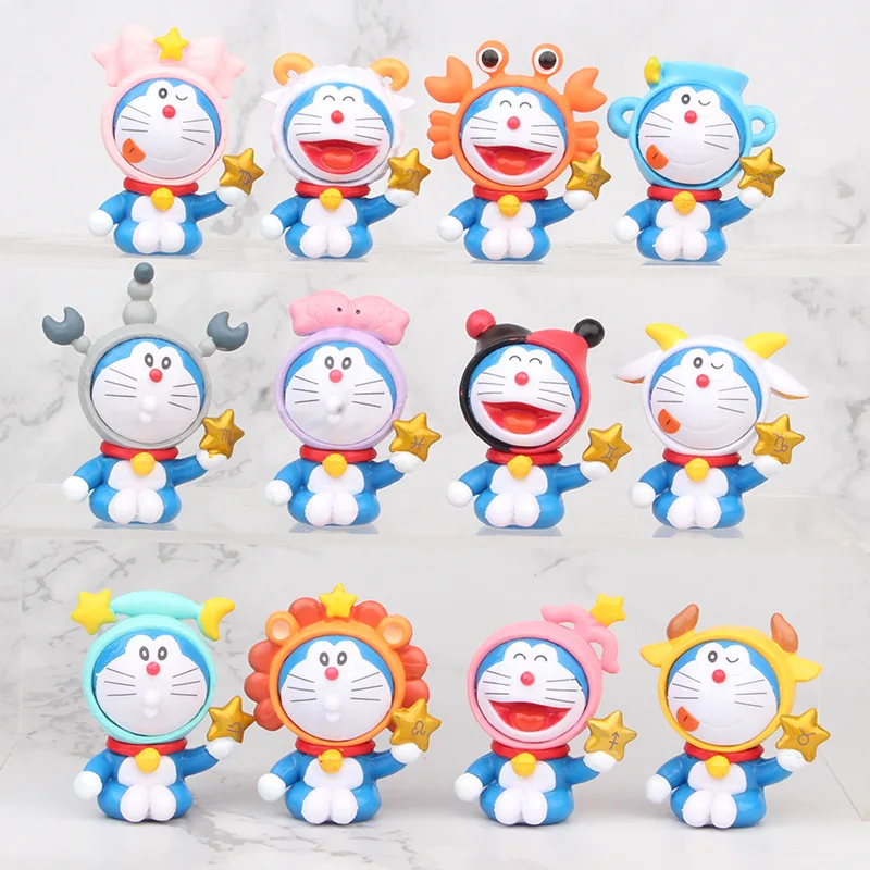 12 шт./лот Doraemon стиль зодиака на машине Рисунок украшения торта фигурки модели