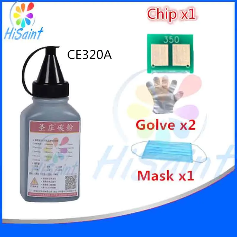 Срочная для HP 320 CE320A черный тонер Powde &amp Chip перчатки маска LaserJet CM1415fn MFP/CM1415fnw MFP