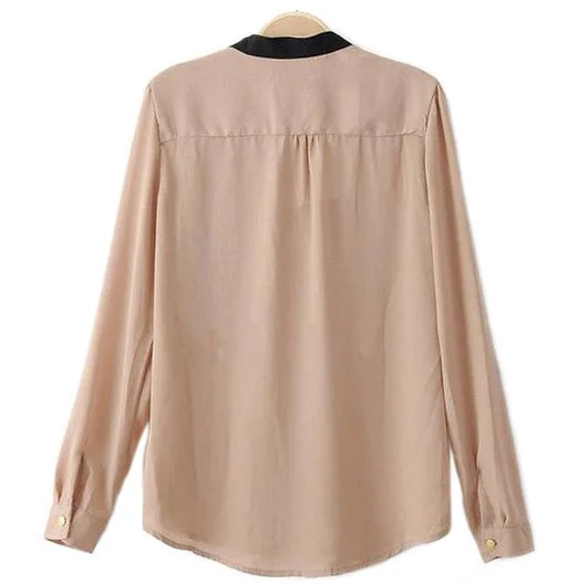 Женская шифоновая блузка с воротником стойкой длинным рукавом|chiffon blouse|korean womentop