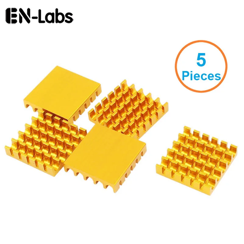 En Labs 5 шт./лот радиатор из алюминия 22x22x5 мм охлаждения с электронным чипом для