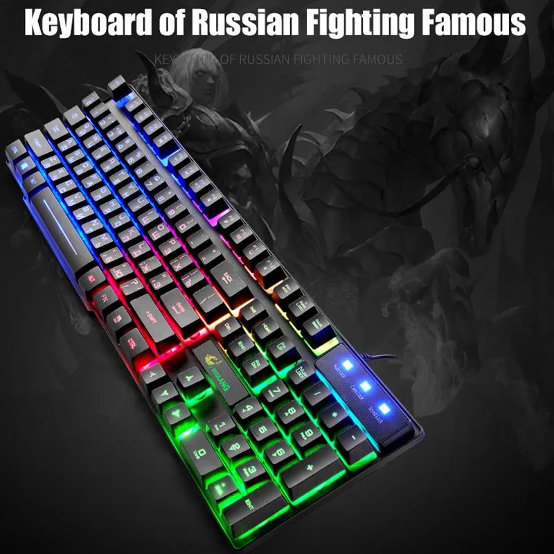 Светящаяся клавиатура с мышкой русская эргономичная Водонепроницаемая