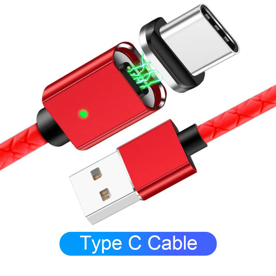 Red For Type C Магнитный кабель для iPhone 6 7 Xs Micro usb type-C кабель 3A Быстрая зарядка usb type-C кабель для samsung Xiaomi зарядное устройство Шнур для телефона - Тип штекера: Red For Type C