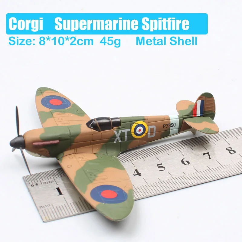 superMarine Spitfire Childs 8 см маленький классический корги Второй мировой войны RAF супермарин Spitfire истребитель литье под давлением автомобиль самолет масштаб самолета металлические модели Миниатюрные - Цвет: superMarine Spitfire