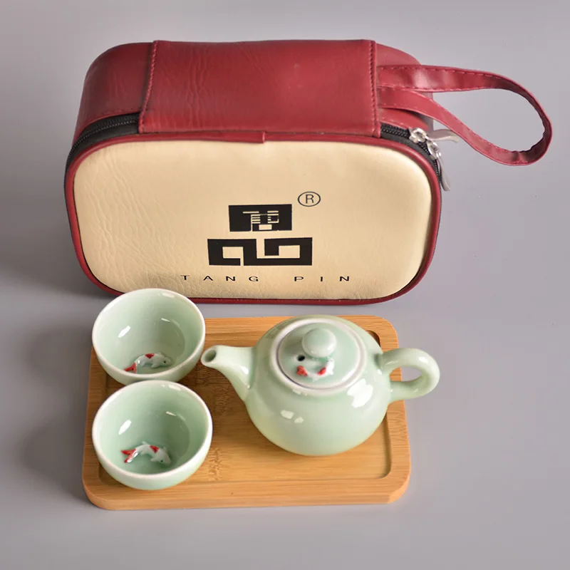 Style C TANGPIN longquan celadon чайник чашки Портативный Путешествия Чайный Набор - Цвет: Style C