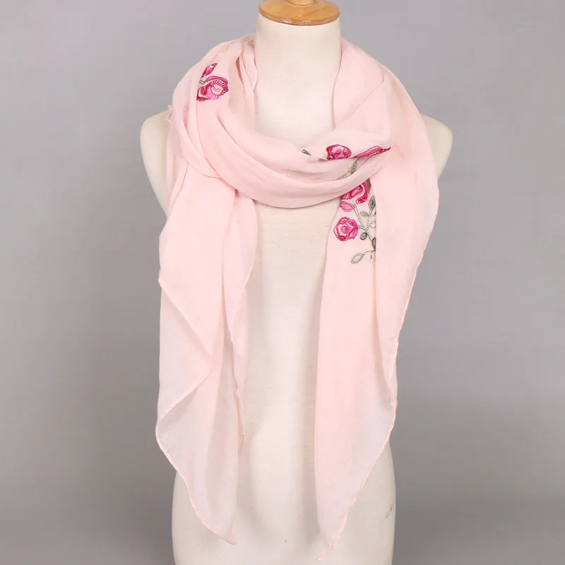 2020 женский шарф с вышивкой винтажные осенние шали из пашмины и хлопка розовыми