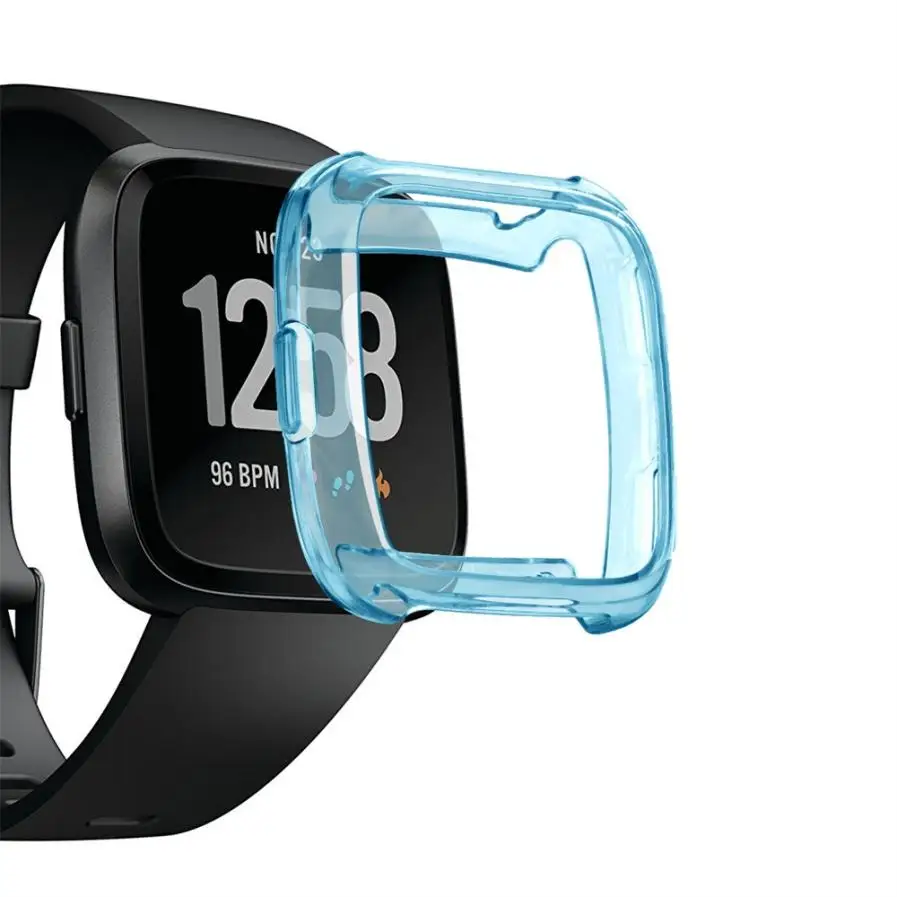 blue ТПУ силиконовый чехол Корпус часов Защита корпуса протектор для Fitbit Versa смарт-браслет трекер фитнес-трекер - Цвет: blue