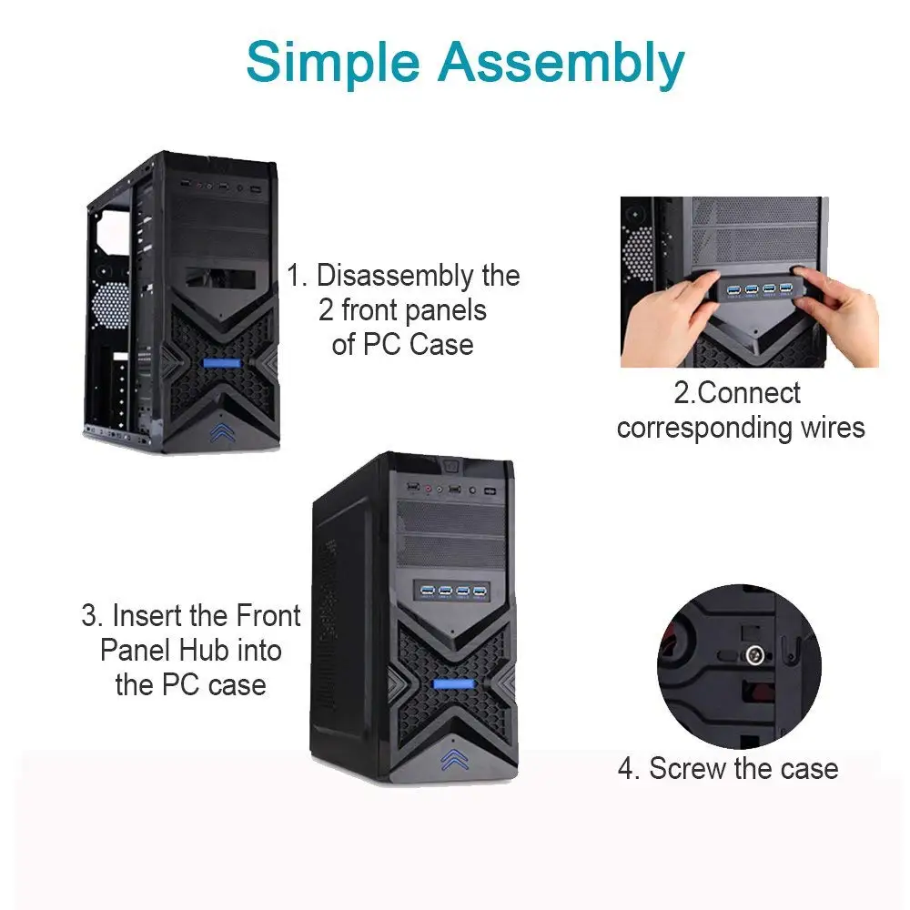 

Zeadow 3.5 Inch Floppy Bay 4 Ports USB 3.0 Metal Front Panel USB Hub With 15 Pin SATA Power Connector For Desktop Computer