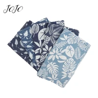 jojo bows 4050cm denim fabric leaf printed sheet for needlework home textile clothing sewing handmade craft supplies home decor