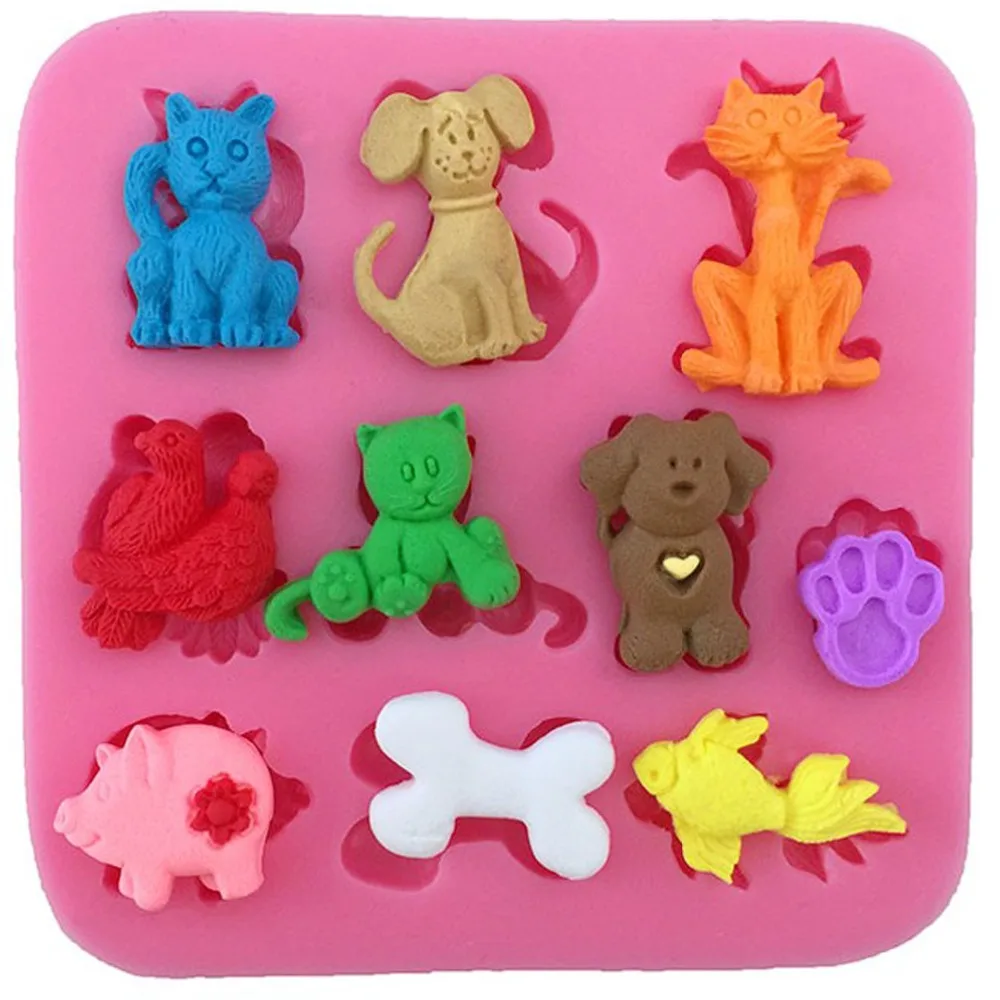 Много видов животных кошка птица свинья в форме рыбы силиконовый 3D форма посуда