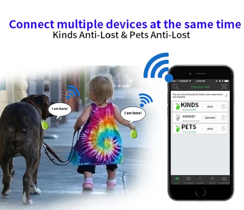 Беспроводной Bluetooth 4,0 анти-потеря Противоугонная сигнализация датчик локации gps ключ собака кошка детские кошельки Трейсер с поиском