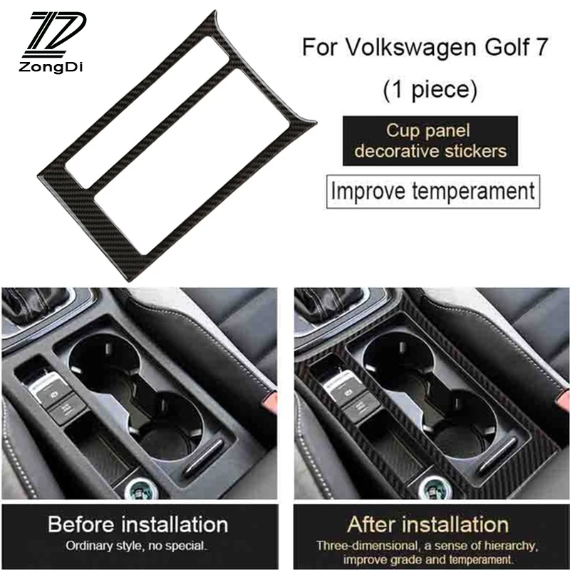 ZD углеродного волокна держатель воды, чашки отделкой наклейки для Volkswagen Golf GTI VW Golf 7 MK7 R GTE 2013 аксессуары
