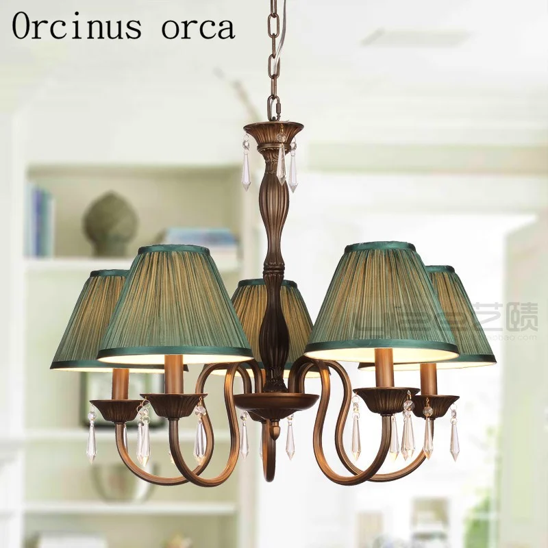 

Nordic retro crystal chandelier living room dining room bedroom American style village simple art iron Chandelier free shipping