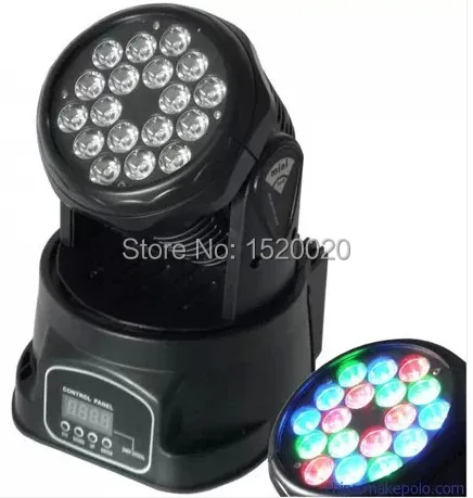 Миниатюрный RGB Светодиодный прожектор 18*3 Вт с подвижной головкой освещение для