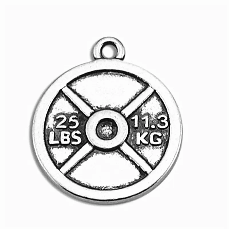 Оптовая продажа античные посеребренные Подвески для фитнеса в тренажерном зале