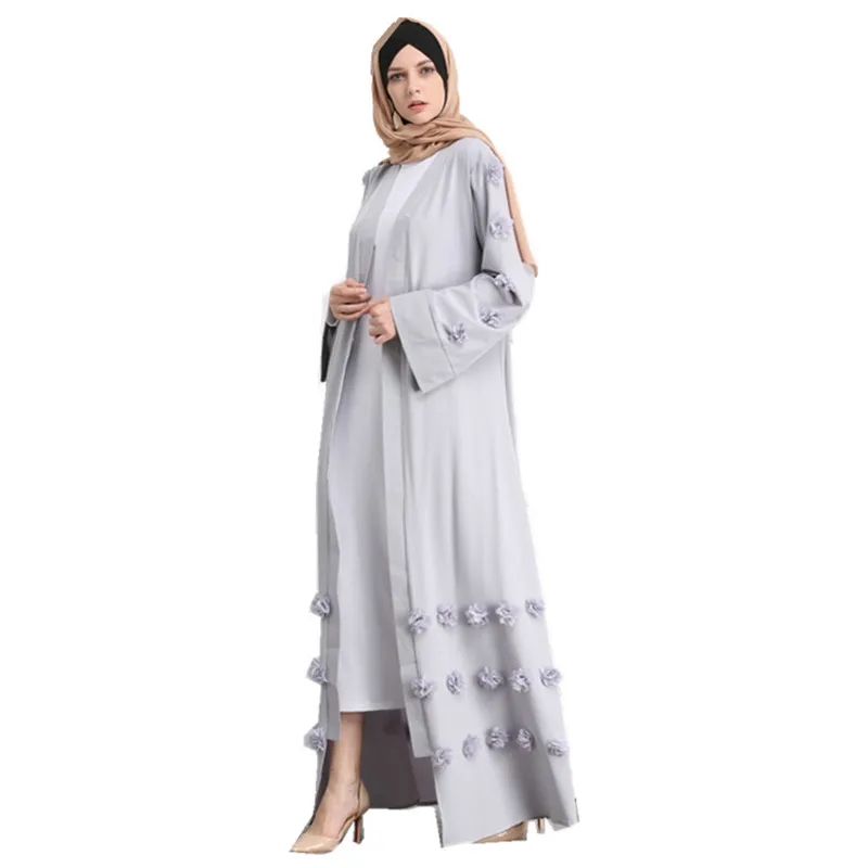 

2019 Muslim Flower Full Dress Abaya Cardigan Kimono Islamic Prayer Clothing Long Robe Gowns Tunic Jubah Middle East Ramadan Arab