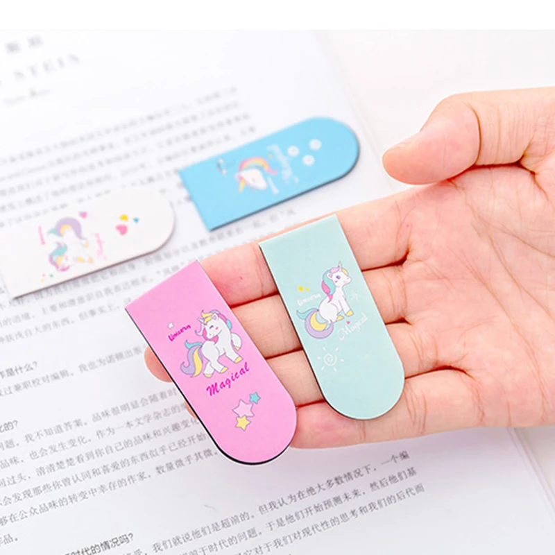 4 шт./лот Kawaii Единорог Закладка на магните милые Креативные канцелярские принадлежности книга Аксессуары для учительницы подарки для школы и офиса
