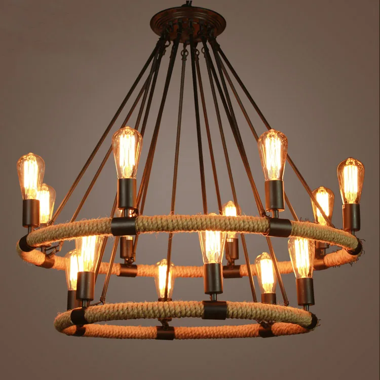 Веревочная люстра в стиле лофт индастриал ретро домашний декор деревенский